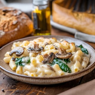 Mushrooms Spinach Mac and Cheese